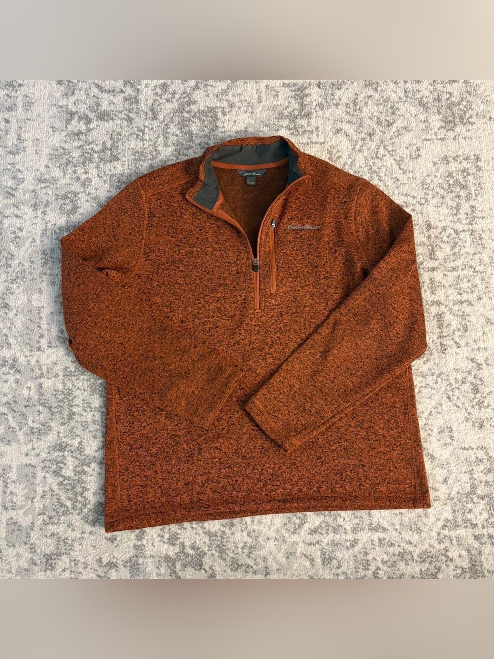 Men’s Eddie Bauer Orange Quarterzip Sweater Size Large